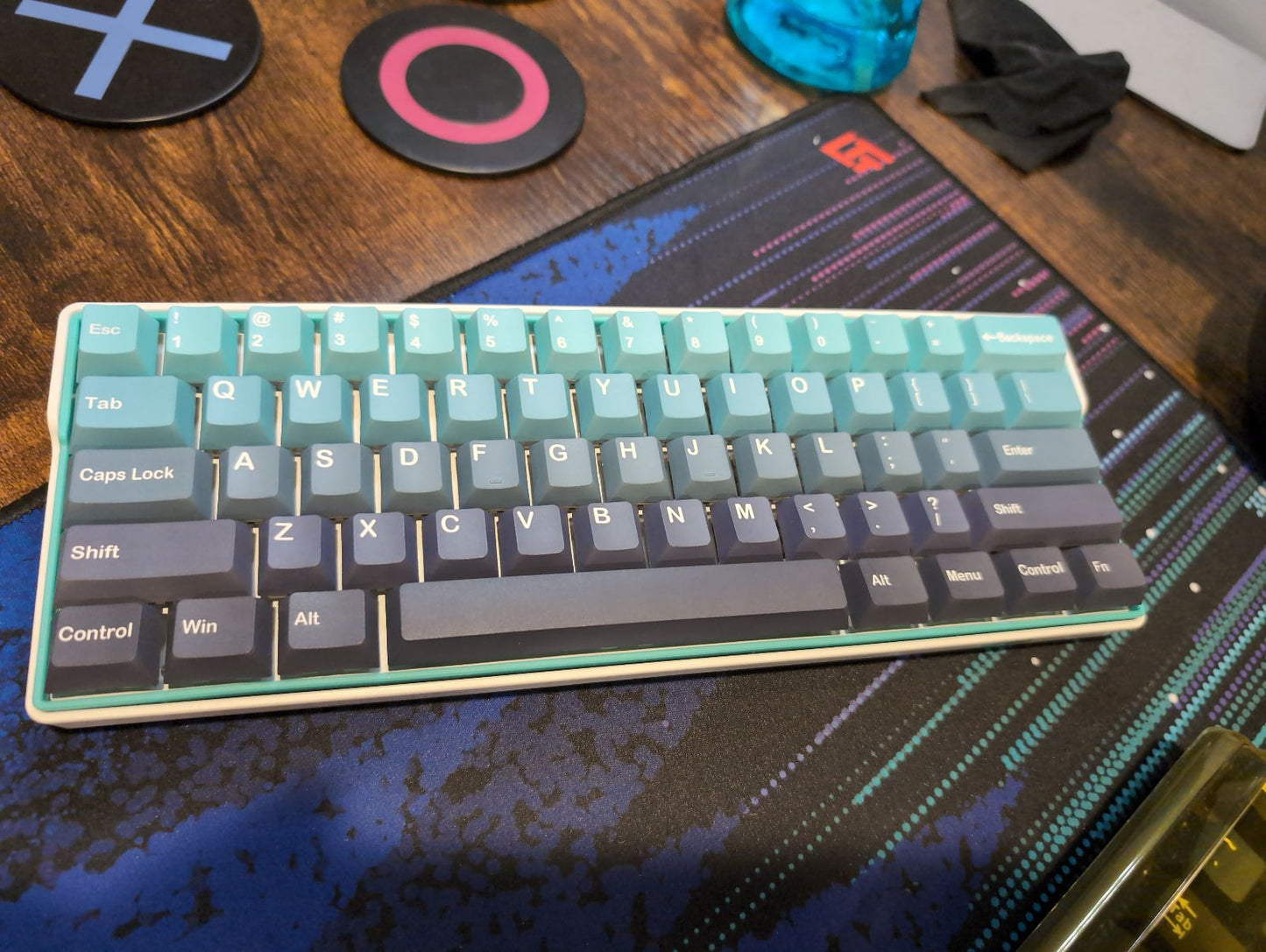 60% Keyboard - Cyan/White