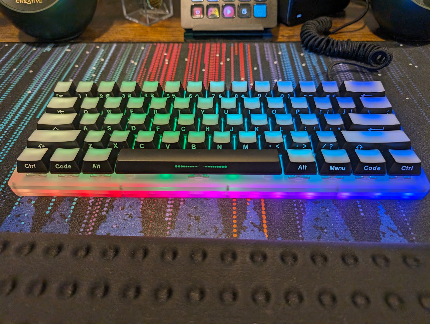 Custom Mechanical Keyboard Full RGB Womier K61 Acrylic with Crystal Switches & Drop ARTIFACT Bloom Glow Keycaps - Amazing 60% Keyboard