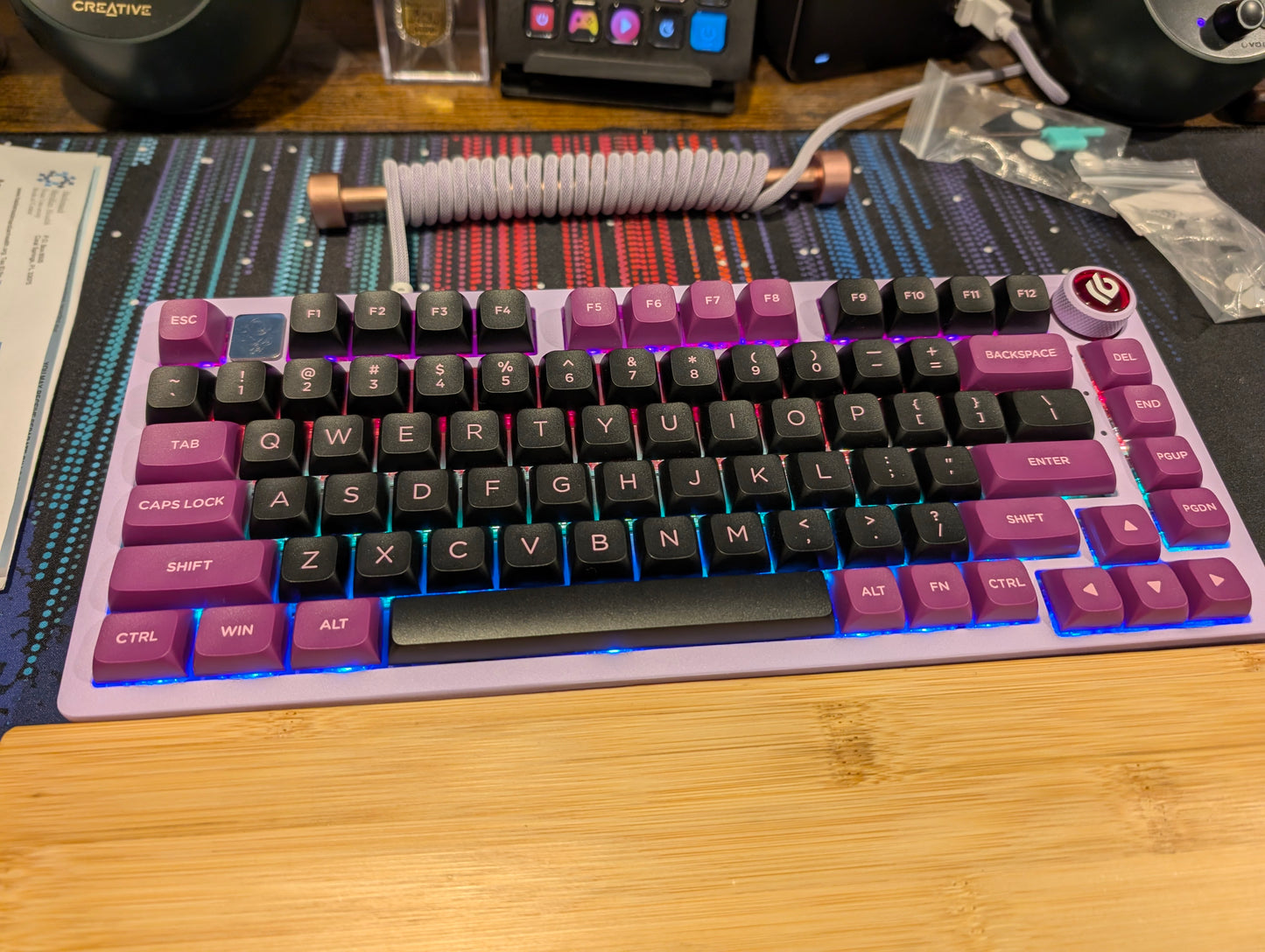 Purple and Black Custom Leobog Hi75 75% Keyboard