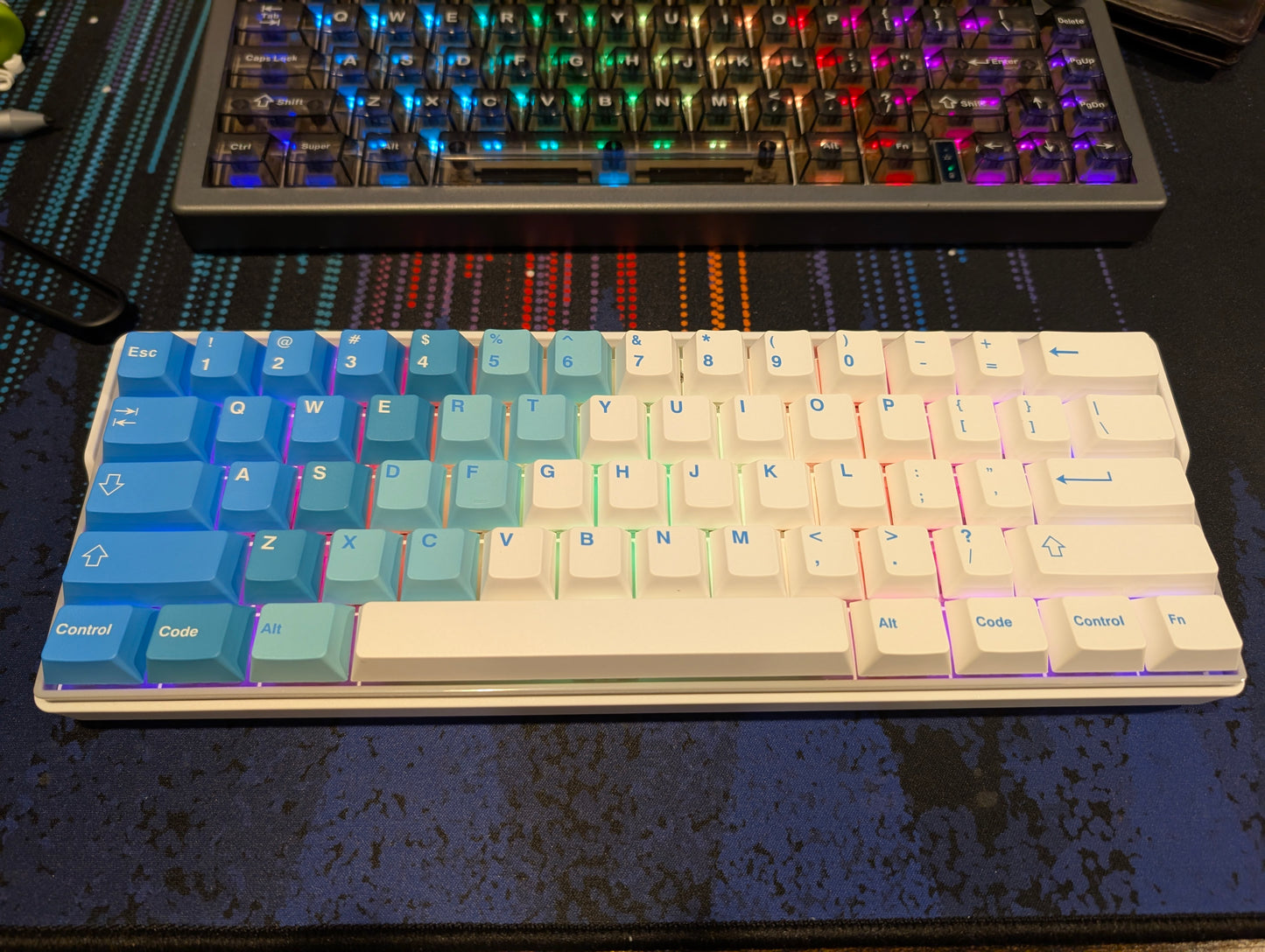 Blue White Kemove DK61 Compact 60% Wireless Keyboard