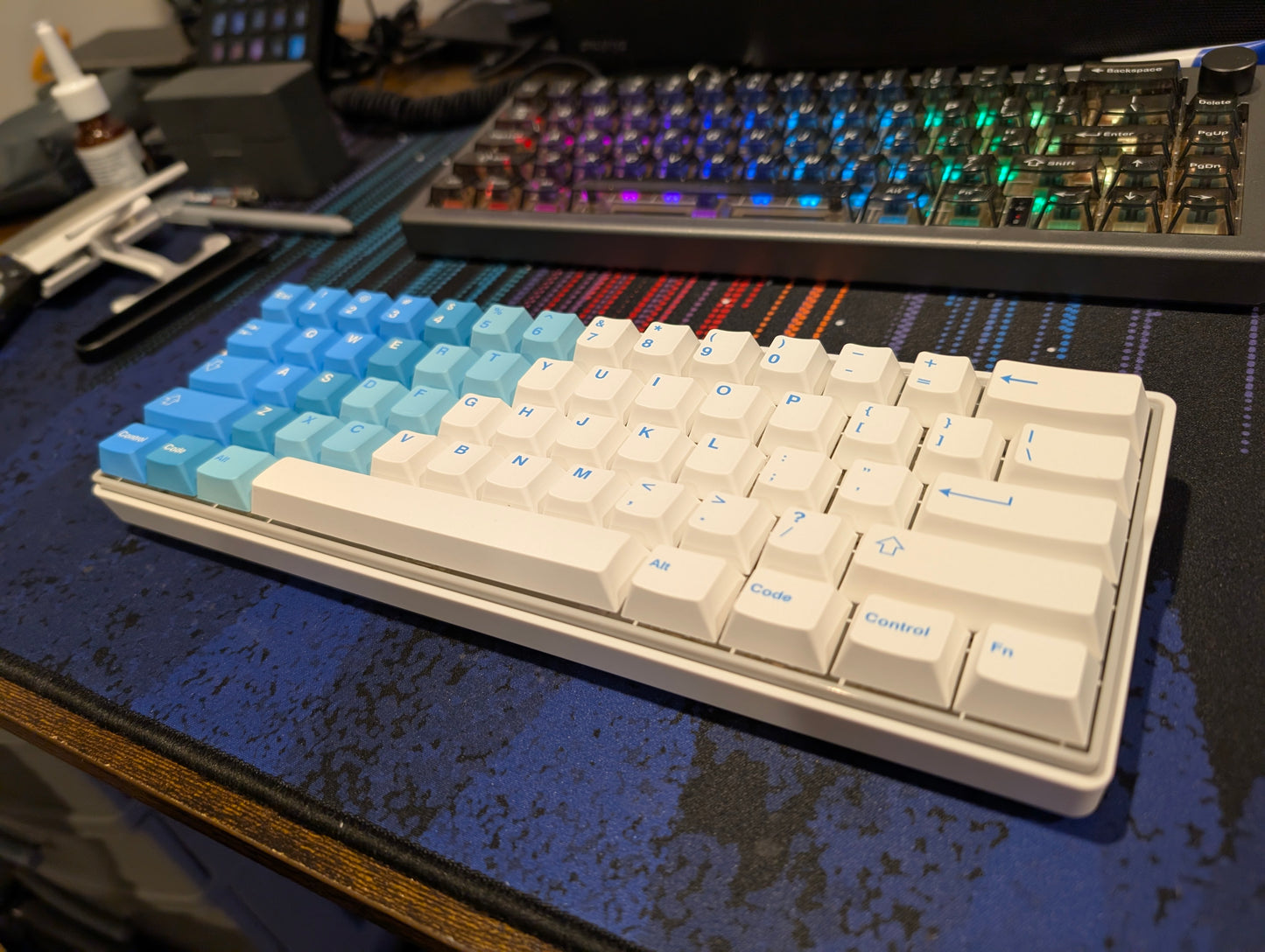 Blue White Kemove DK61 Compact 60% Wireless Keyboard