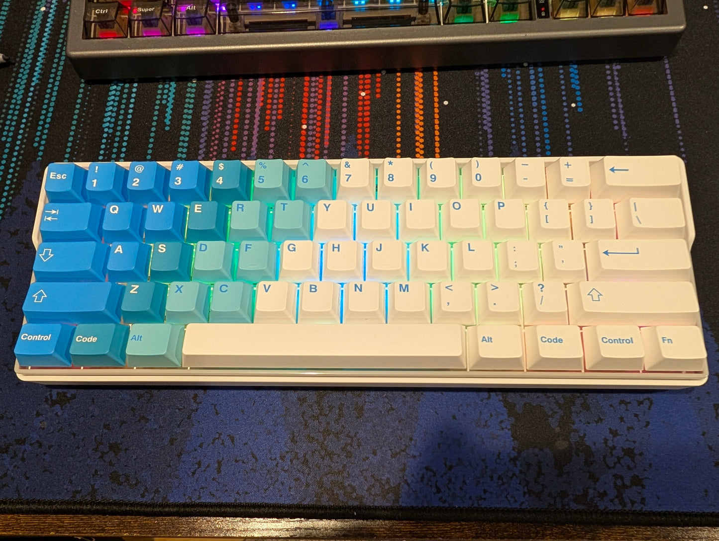 Blue White Kemove DK61 Compact 60% Wireless Keyboard