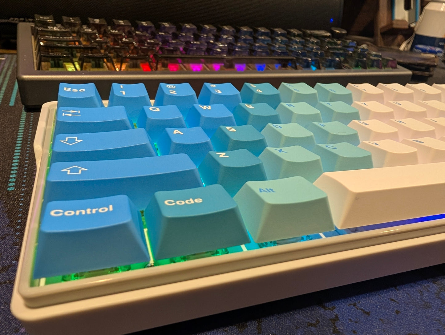 Blue White Kemove DK61 Compact 60% Wireless Keyboard