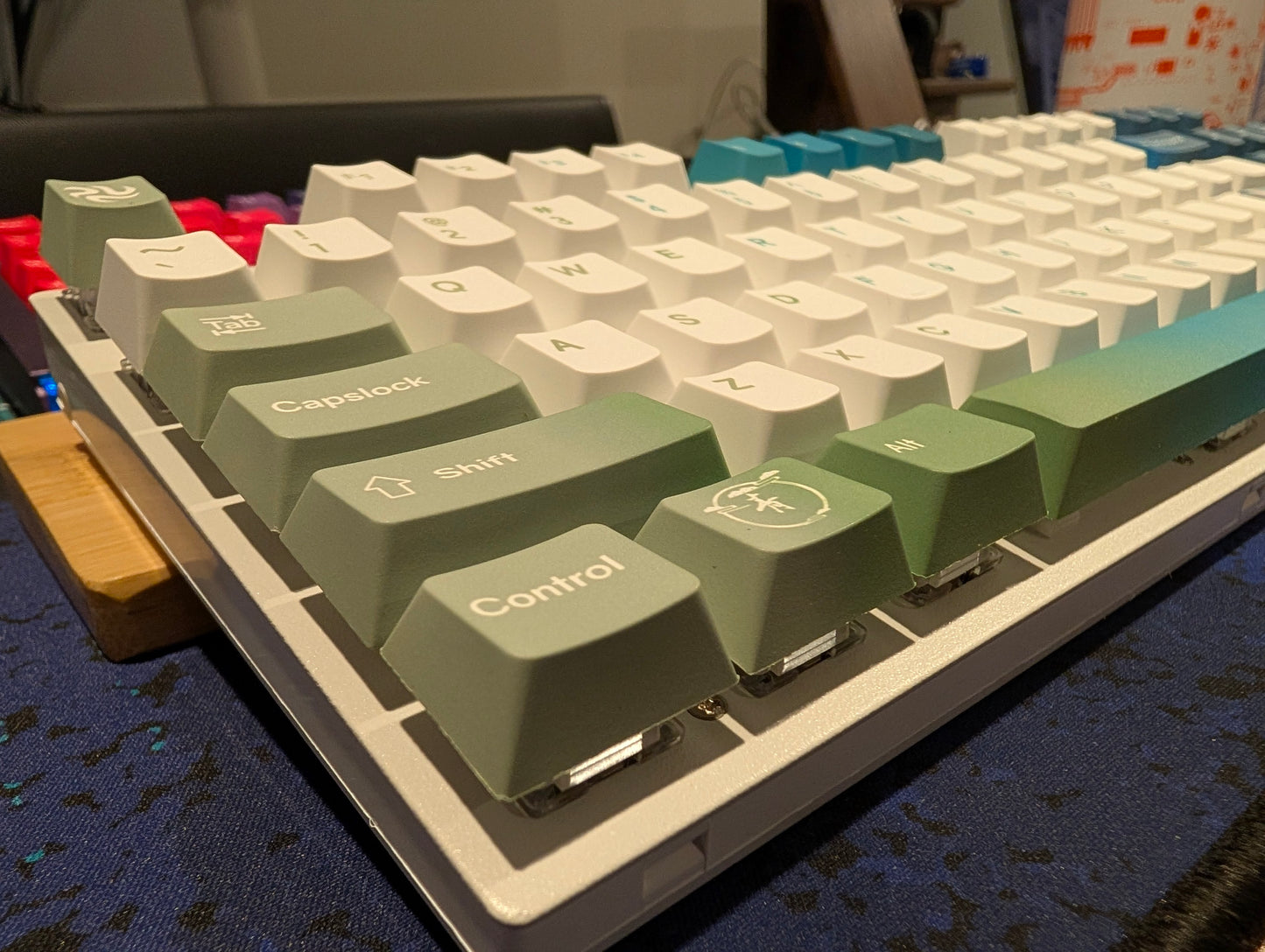 Green Blue Gradient Art 87 Key RGB TKL Layout Keyboard