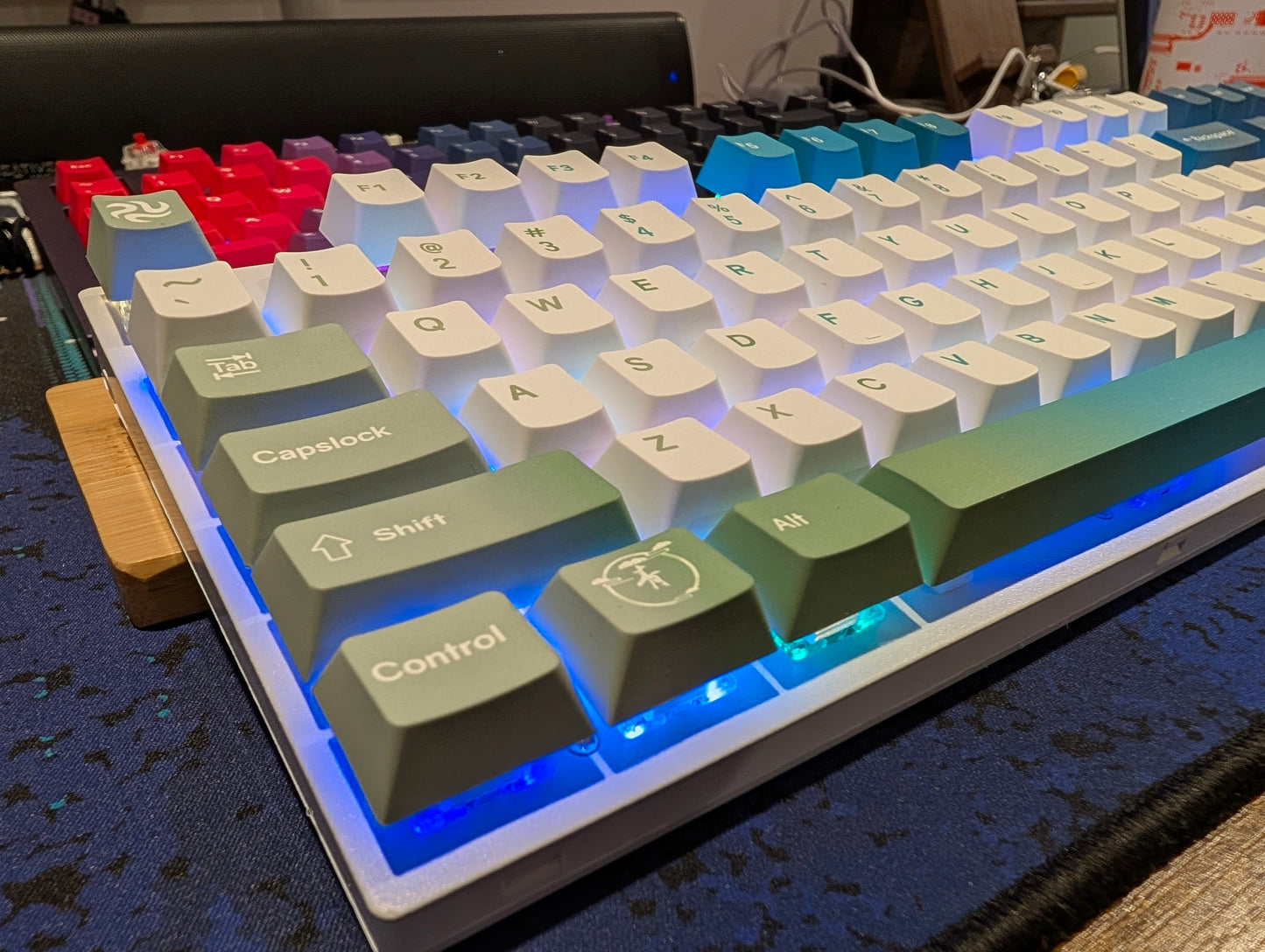 Green Blue Gradient Art 87 Key RGB TKL Layout Keyboard