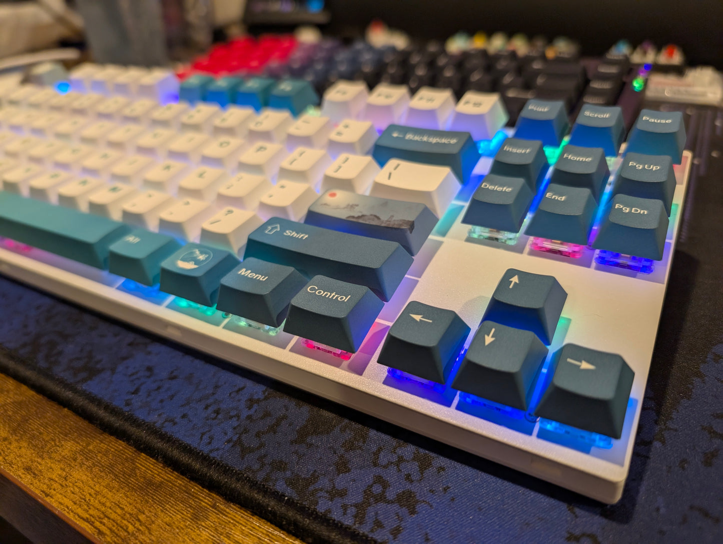 Green Blue Gradient Art 87 Key RGB TKL Layout Keyboard