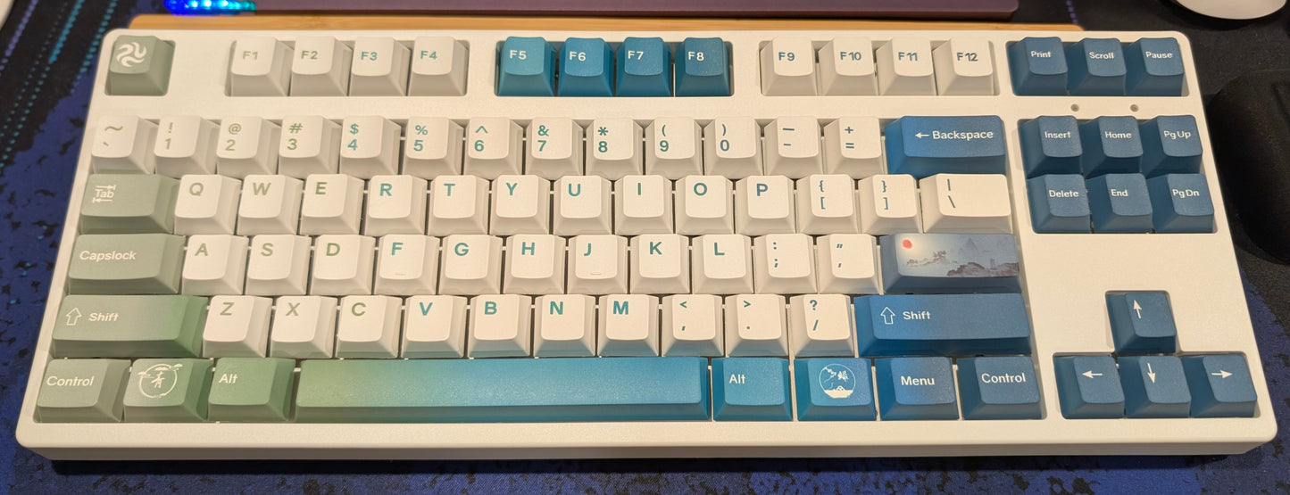 Green Blue Gradient Art 87 Key RGB TKL Layout Keyboard