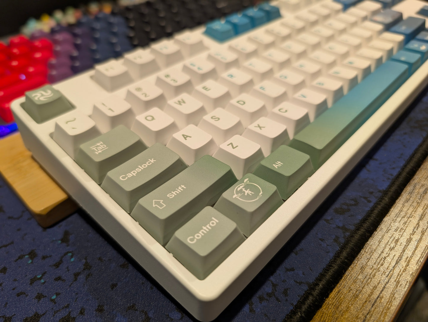 Green Blue Gradient Art 87 Key RGB TKL Layout Keyboard