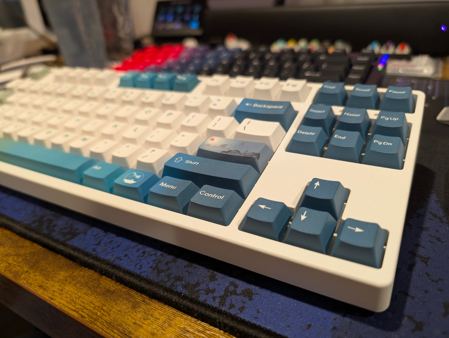 Green Blue Gradient Art 87 Key RGB TKL Layout Keyboard