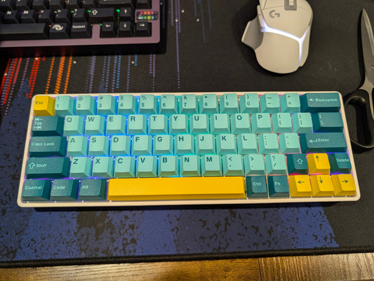 Custom EP64 Mechanical Keyboard - Teal Yellow 60% Wireless